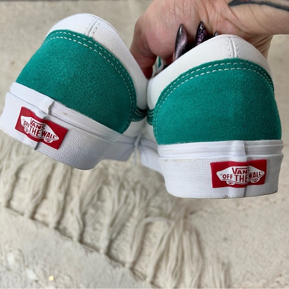 Vans Classic Sport Sneakers White/Green Suede Low Top Casual Shoes 10 Women’s - Picture 5 of 7